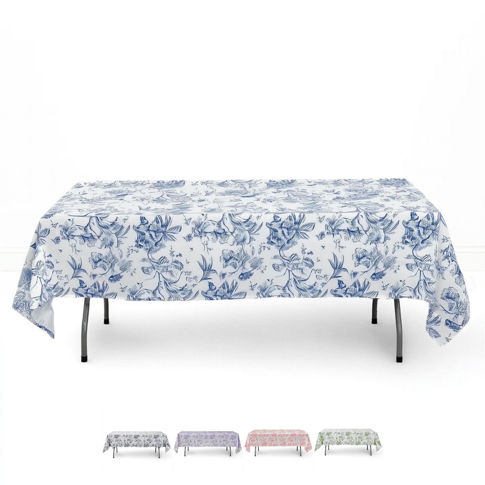 Polyester Rectangular Tablecloth 60"x102" White with French Toile Pattern - By TCF Linens