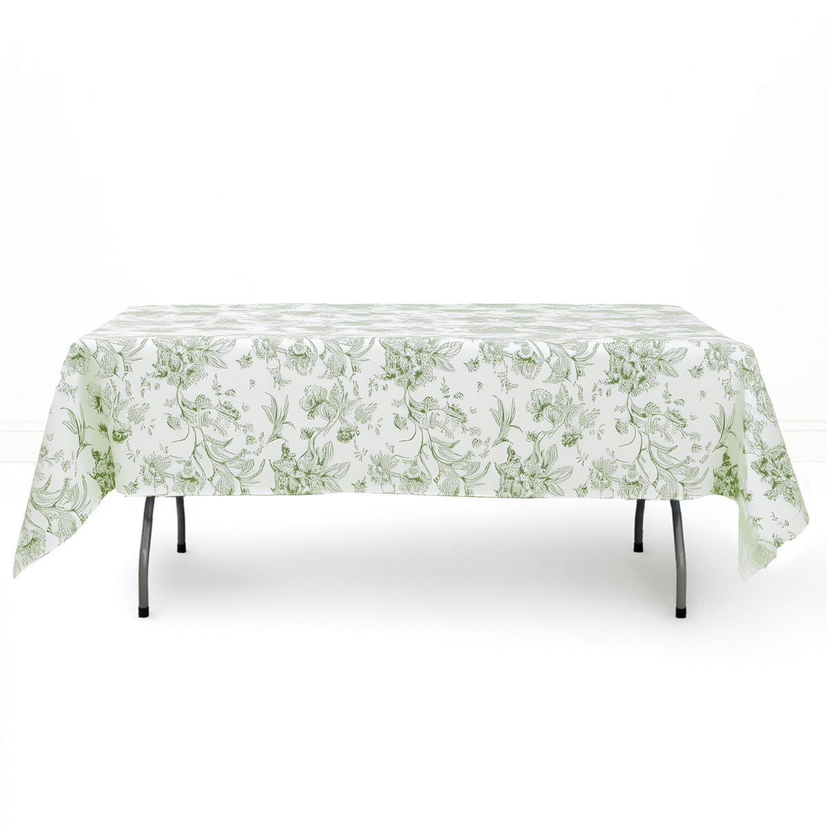 Polyester Rectangular Tablecloth 60"x102" White with French Toile Pattern - By TCF Linens