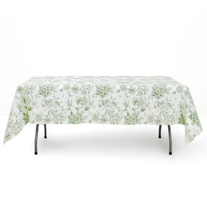 Polyester Rectangular Tablecloth 60"x102" White with French Toile Pattern - By TCF Linens