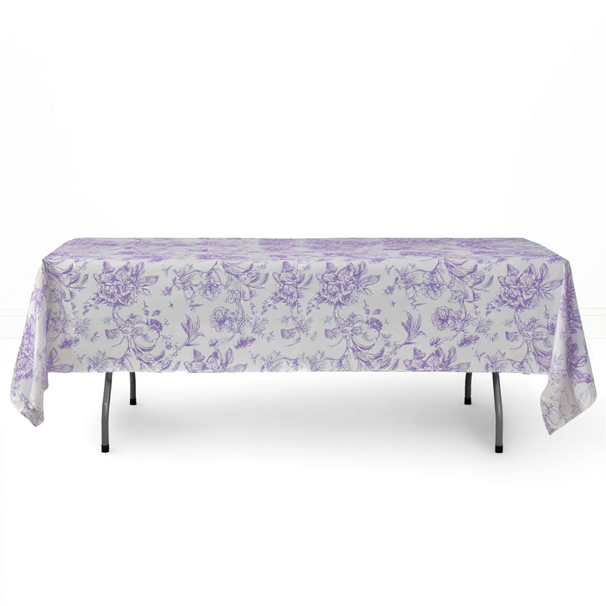 Polyester Rectangular Tablecloth 60"x102" White with French Toile Pattern - By TCF Linens