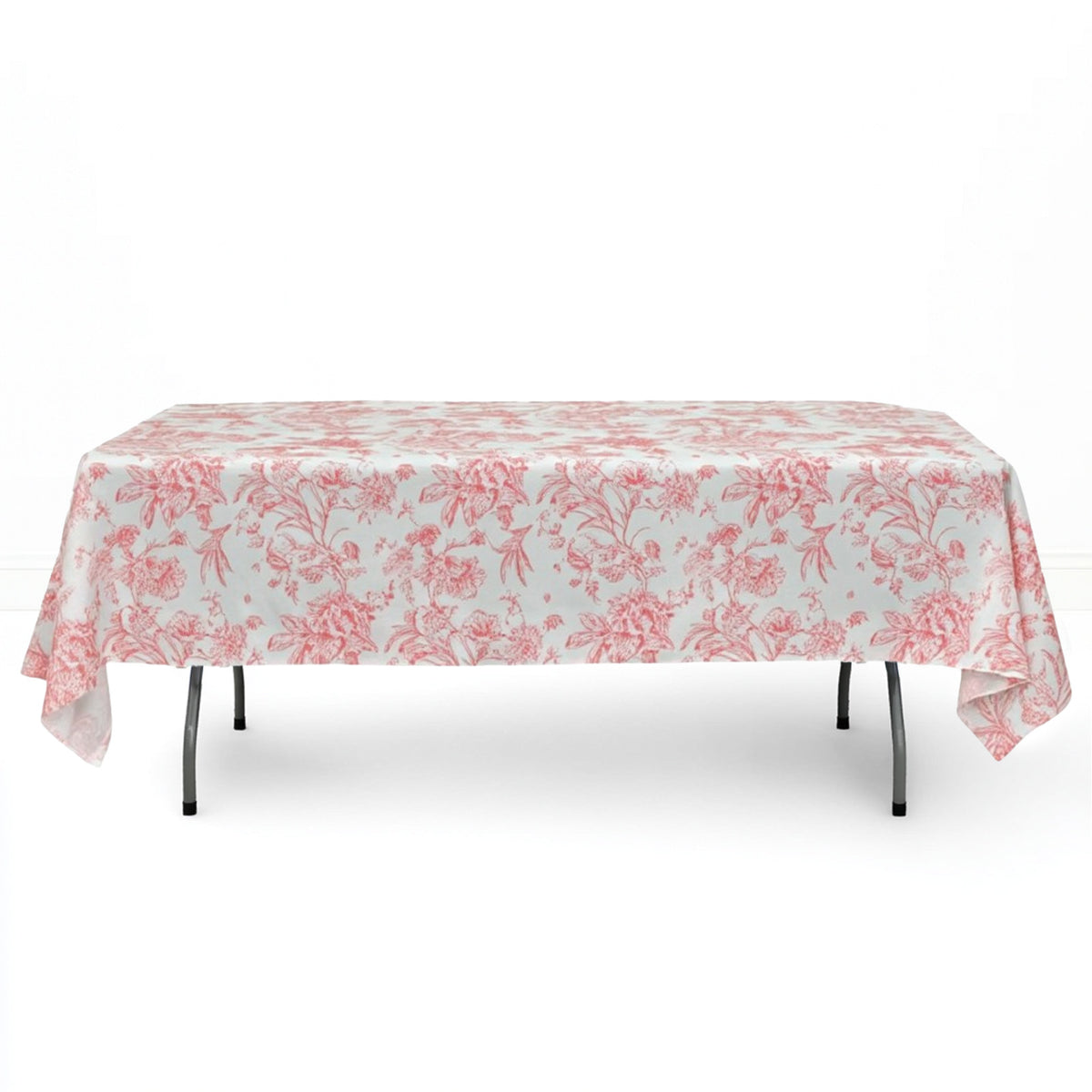 Polyester Rectangular Tablecloth 60"x102" White with French Toile Pattern - By TCF Linens