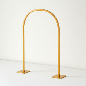 23" Gold Metal Wedding Cake Chiara Arch Centerpiece – Rounded Top Flower Stand Frame with Detachable Base - By TCF Linen