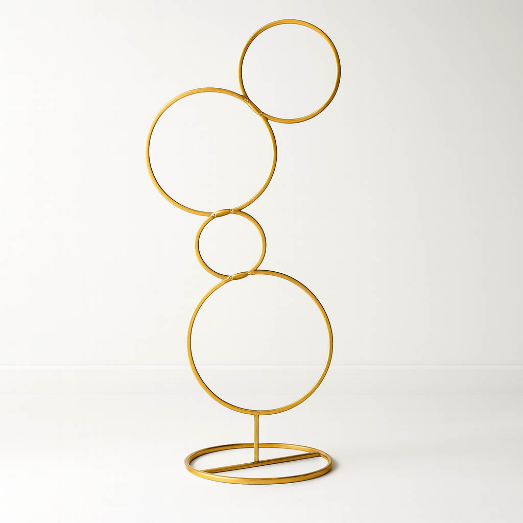 3ft Gold Metal 4-Tier Hoop Pillar Stand – Wedding Wreath Arch and Table Centerpiece - By TCF Linens