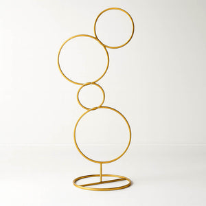 3ft Gold Metal 4-Tier Hoop Pillar Stand – Wedding Wreath Arch and Table Centerpiece - By TCF Linen