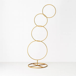 5ft Gold Hoop Pillar Flower Stand – 4-Tier Metal Wreath Arch Wedding Table Centerpiece - By TCF Linen