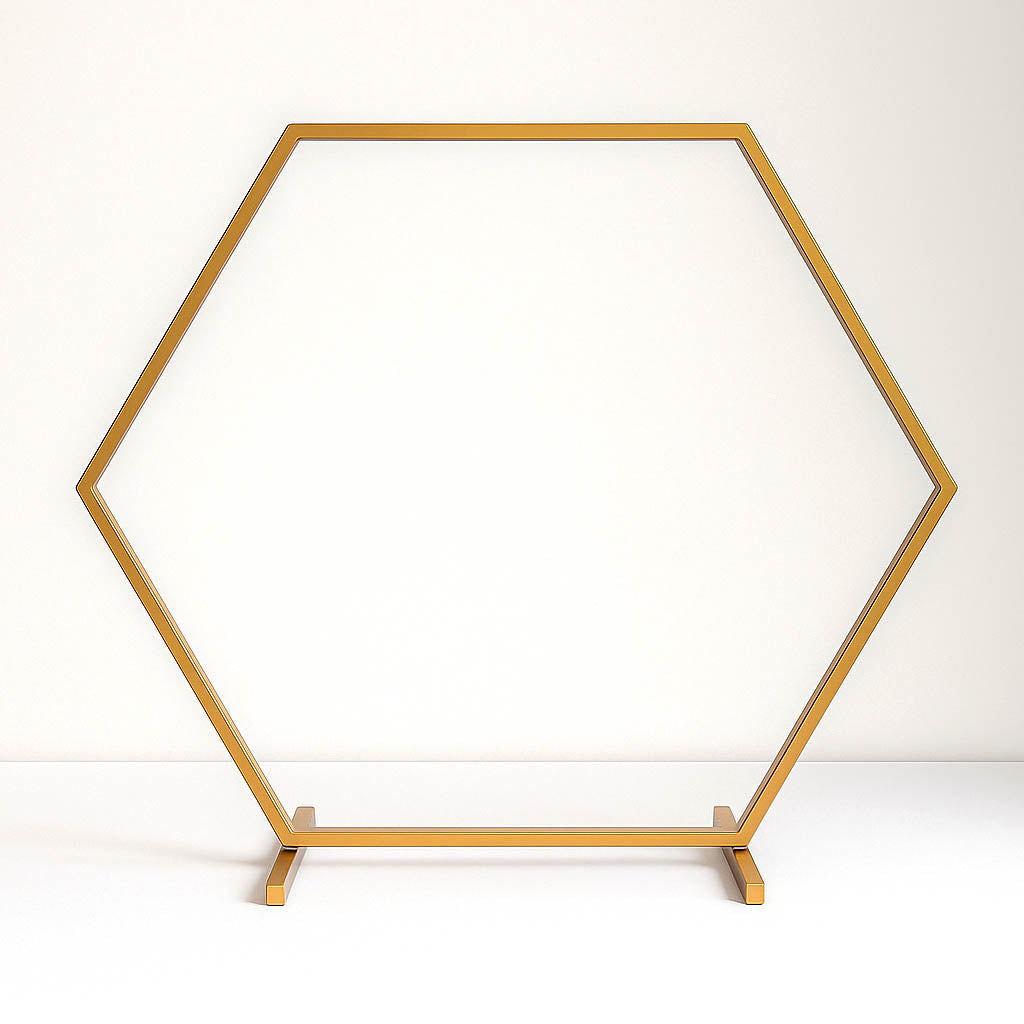 Geometric Gold Hexagon Table Arch 24" – Metal Self-Standing Wedding Flower Balloon Frame - By TCF Linens