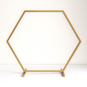 Geometric Gold Hexagon Table Arch 24" – Metal Self-Standing Wedding Flower Balloon Frame - By TCF Linen