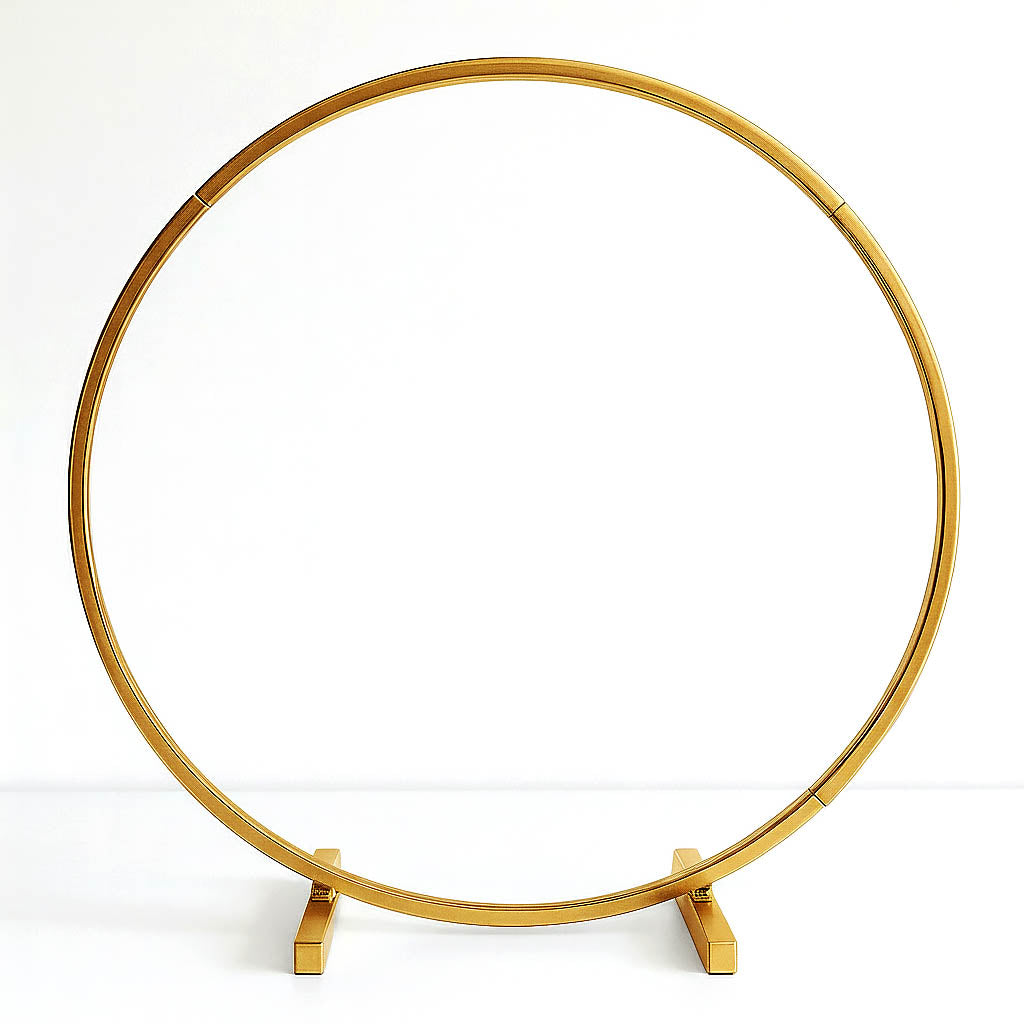 32" Gold Round Hoop Wedding Centerpiece – Metal Self-Standing Floral Wreath Frame - By TCF Linens