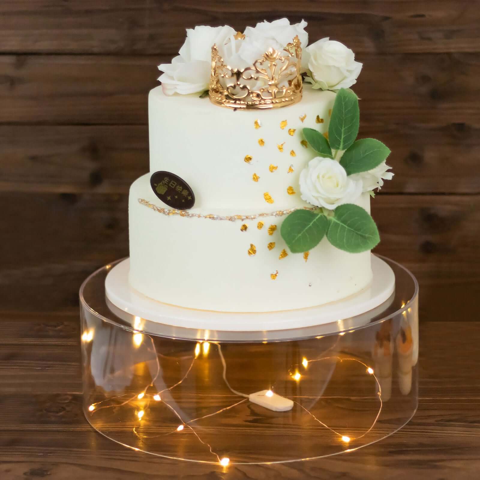 Round 14" Acrylic Cake Stand – Clear Transparent Display Box Fillable Pedestal Riser - By TCF Linens