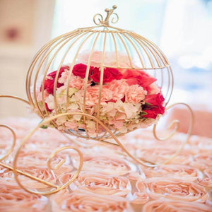 Cinderella Carriage Candle Holder or Card Display 11" – Gold Wrought Iron Wedding Table Accent - By TCF Linen