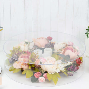 Round 18" Acrylic Cake Stand – Clear Transparent Display Box Fillable Pedestal Riser  - By TCF Linen