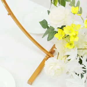 32" Gold Round Hoop Wedding Centerpiece – Metal Self-Standing Floral Wreath Frame - By TCF Linen
