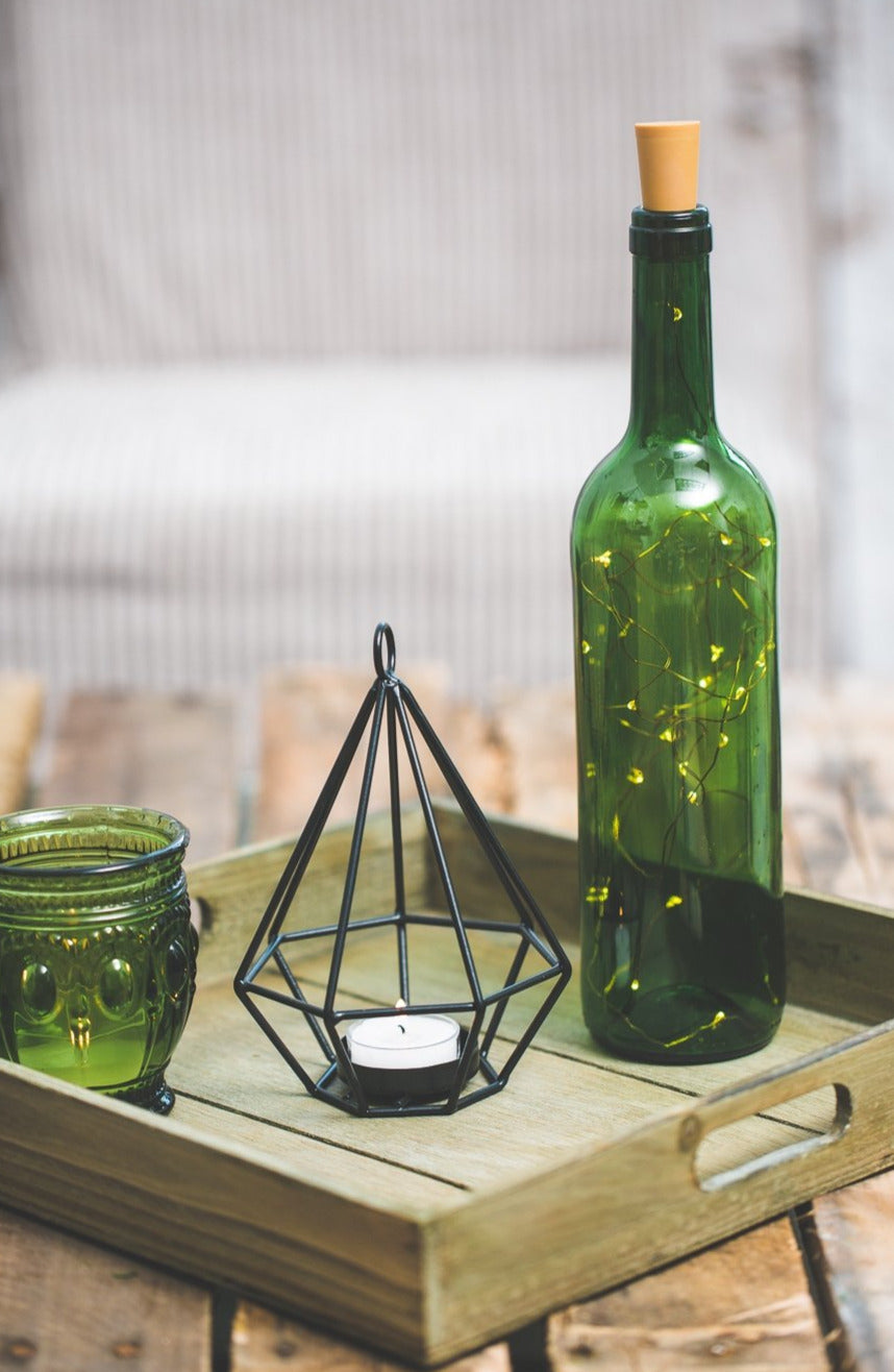 Richland Geometric Tealight Candle Holders - Black Set of 2