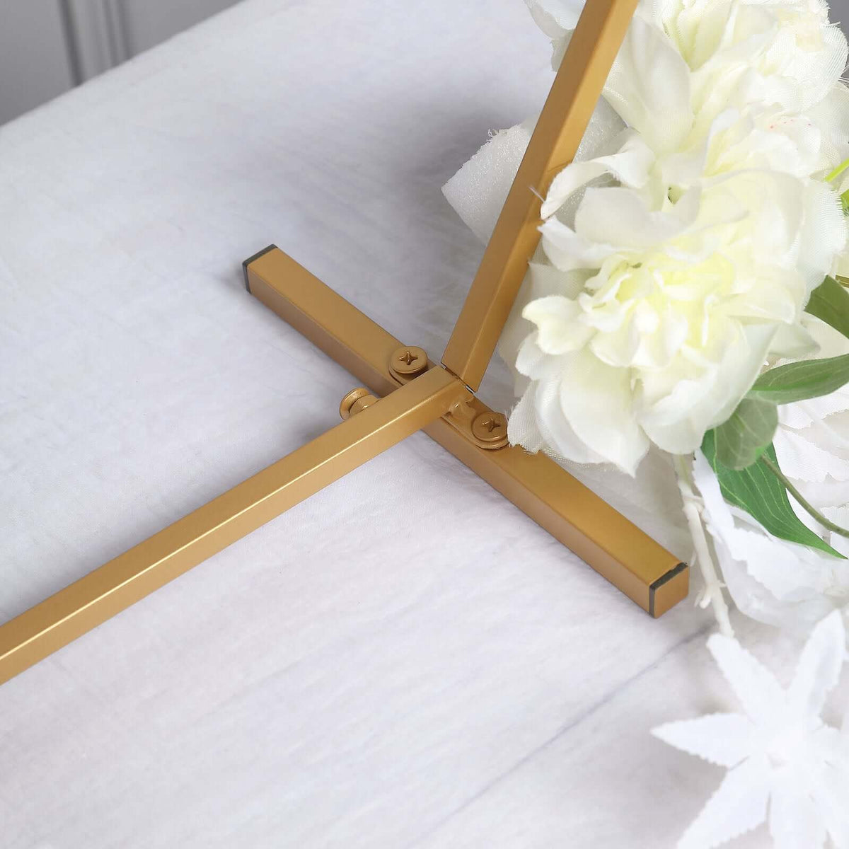 Geometric Gold Hexagon Table Arch 21" – Metal Self-Standing Wedding Flower Balloon Frame - By TCF Linen