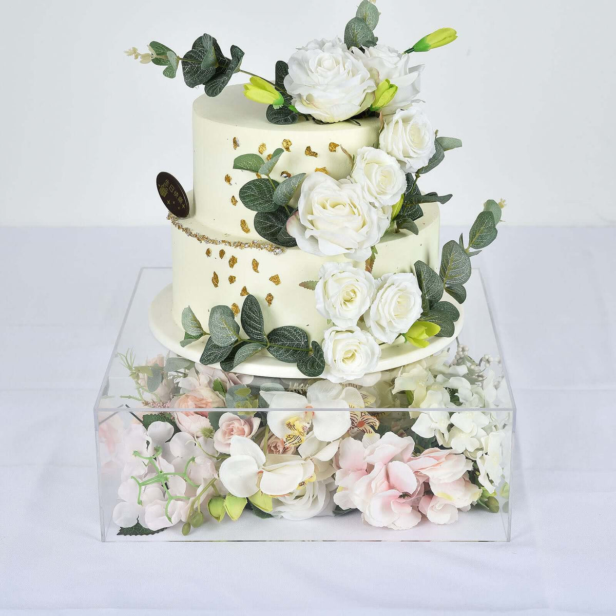 14"x14" Clear Acrylic Cake Box Stand – Transparent Pedestal Riser Display for Desserts and Events - By TCF Linen