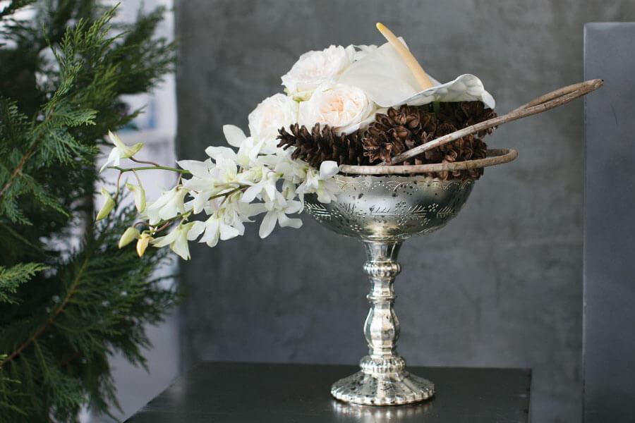 Desiray Glass Compote 9" x 8" Silver
