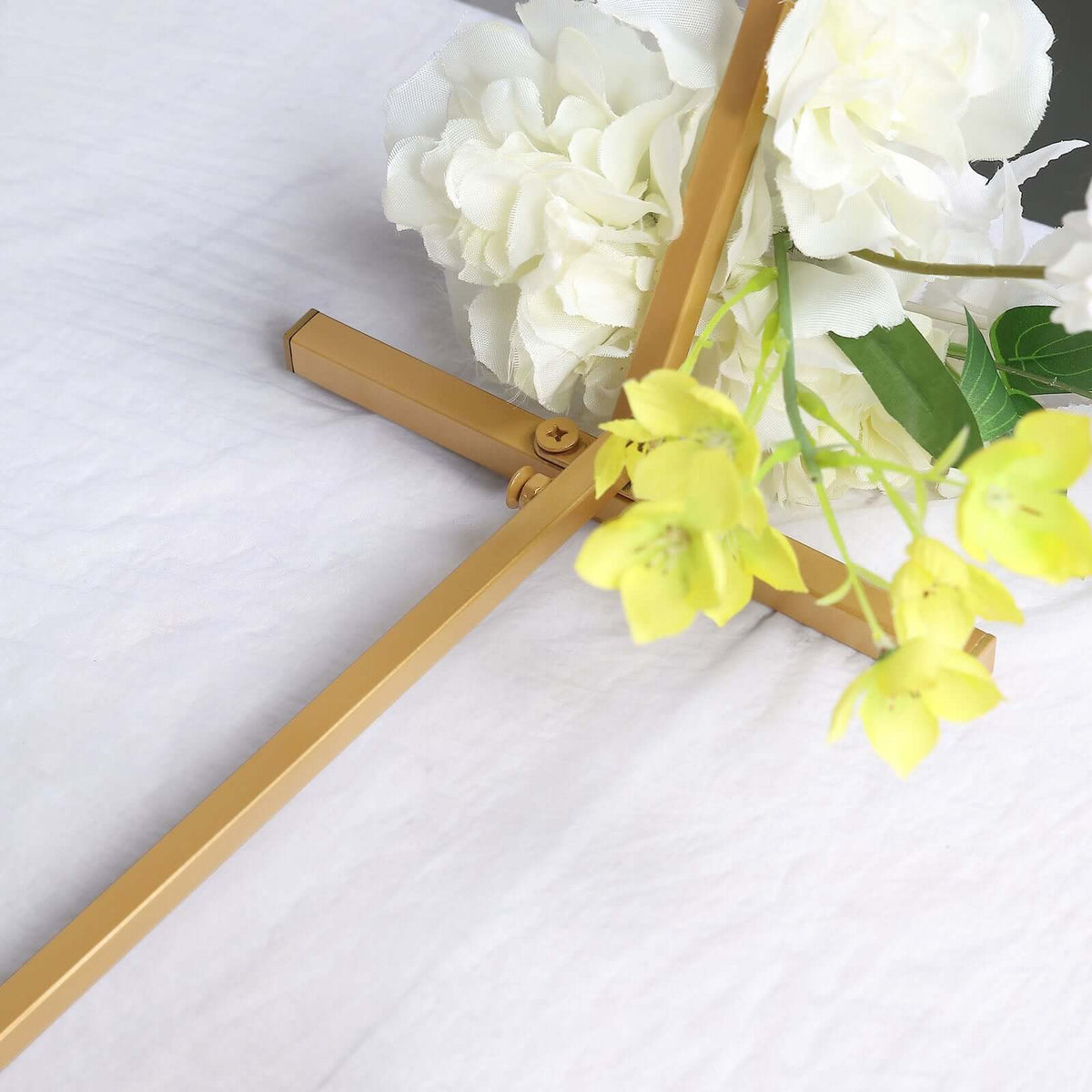 Geometric Gold Hexagon Table Arch 24" – Metal Self-Standing Wedding Flower Balloon Frame - By TCF Linen