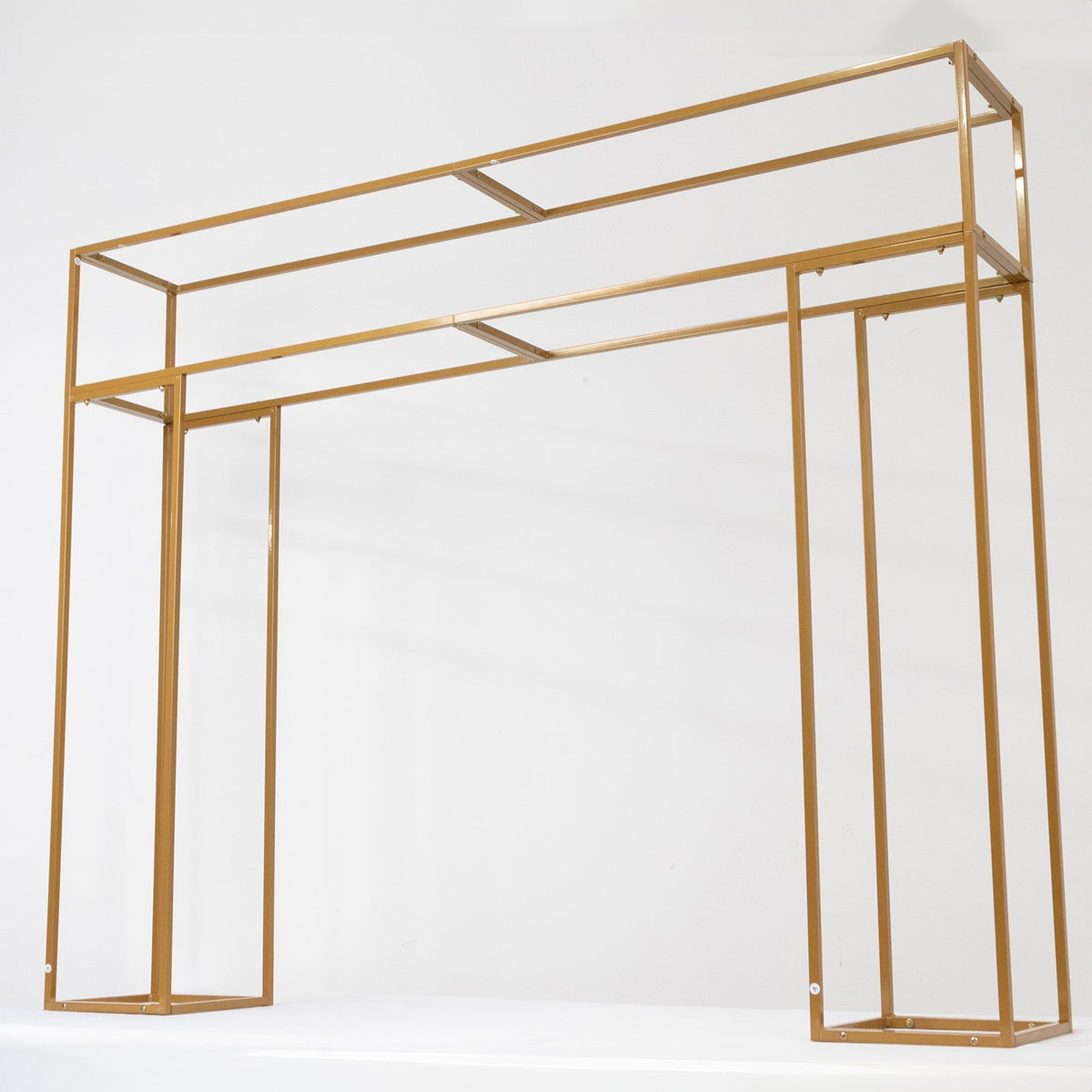 5ft Freestanding Over-the-Table Rod in Gold – Rectangular Double Frame Table Top Stand for Floral or Balloon Décor - By TCF Linen