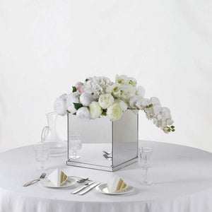 12" Silver Mirrored Acrylic Display Box – Pedestal Riser with Interchangeable Lid and Base - By TCF Linen