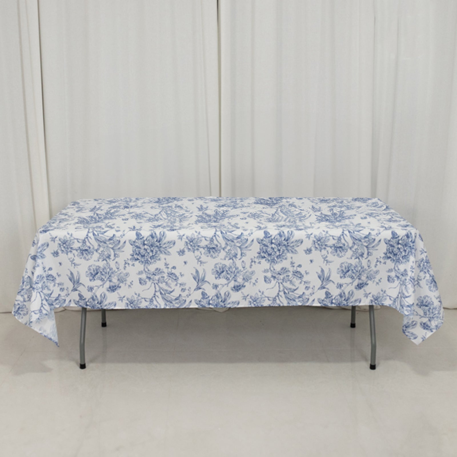 Polyester Rectangular Tablecloth 60"x102" White with French Toile Pattern - By TCF Linens