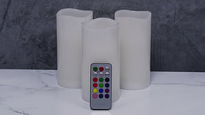 Richland Flameless LED Remote Control Wavy Top Pillar Candle White 3"x9" Set of 24