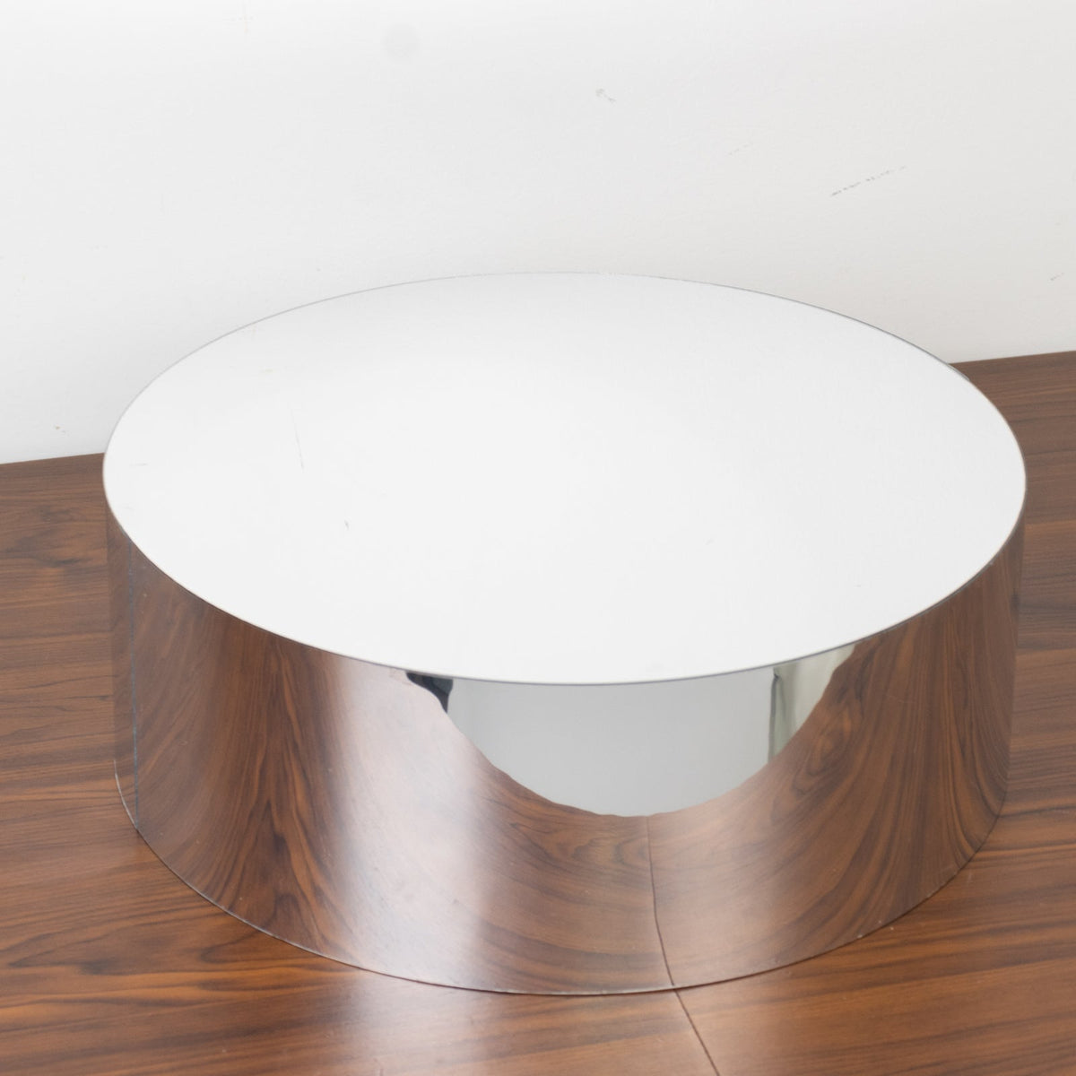 Silver Mirror Finish Acrylic Cake Stand 14" Round – Fillable Display Box Pedestal Riser with Hollow Bottom - By TCF Linen