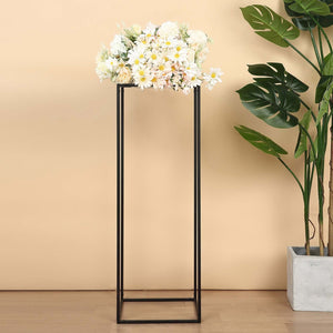 Matte Black 32" Rectangular Metal Flower Stands – 2-Pack Geometric Column Frames for Stylish Tablescapes - By TCF Linen