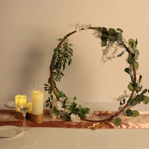 Gold Metal Hoop Wreath Centerpiece 24" – Round Arch Table Display for Weddings and Events - By TCF Linen