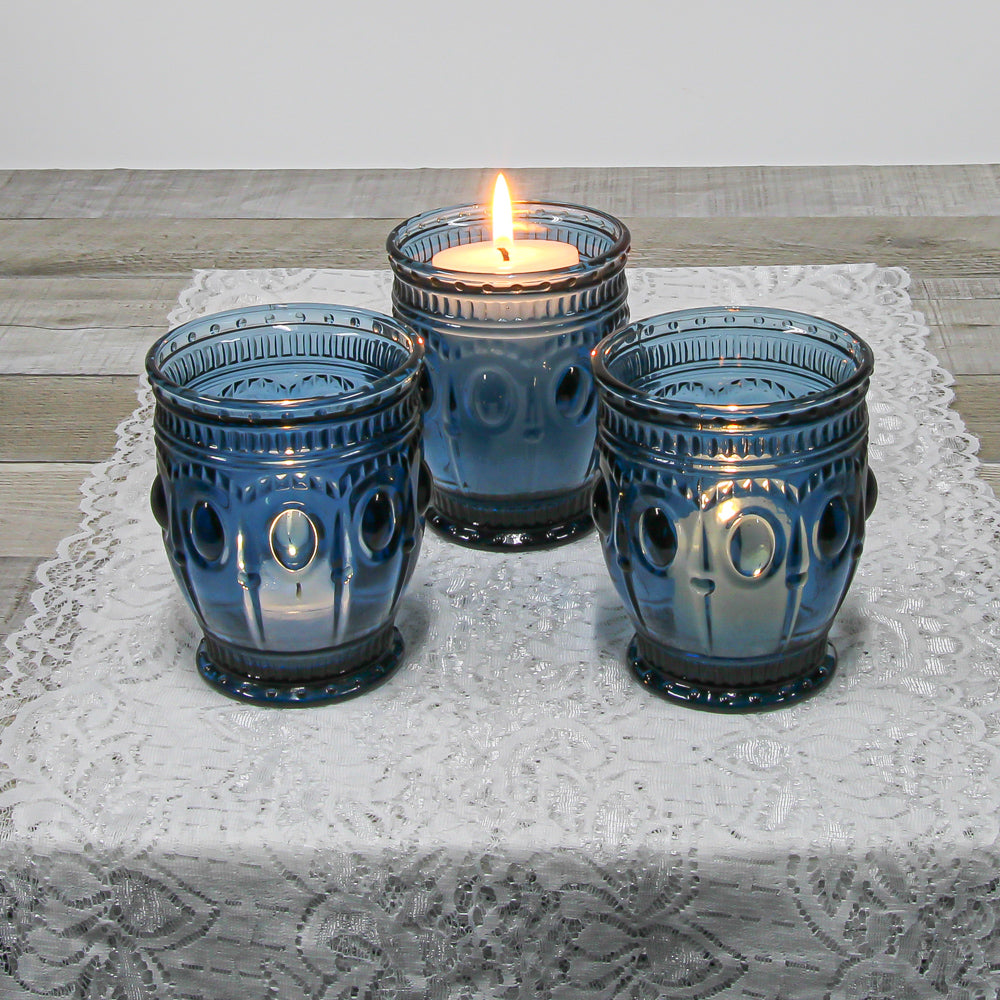 richland vintage charm candle holder navy blue