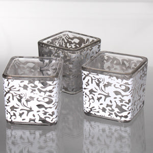 Square White Lace Votive