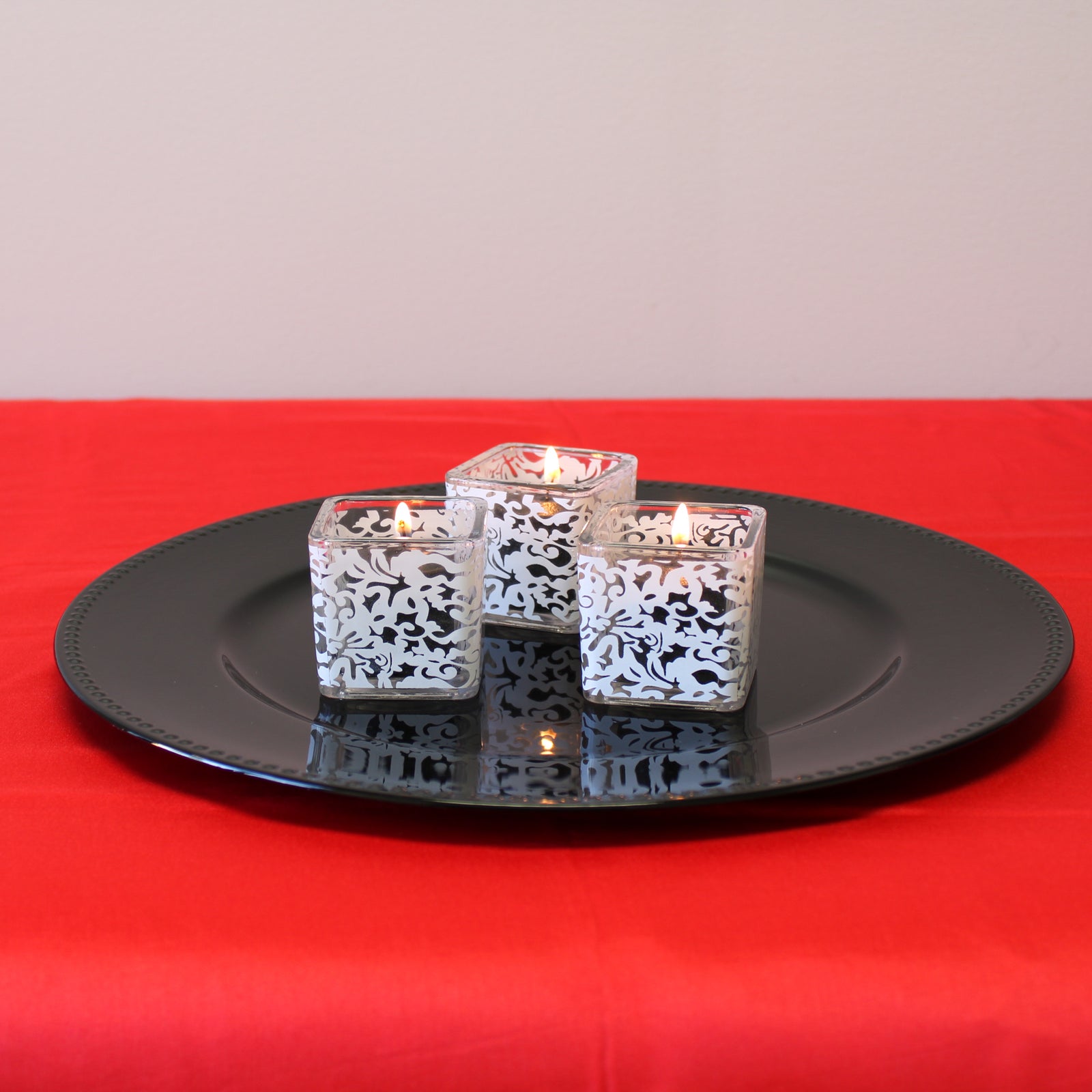 Square White Lace Votive