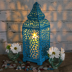 Richland Blue Moroccan Temple Metal Lantern