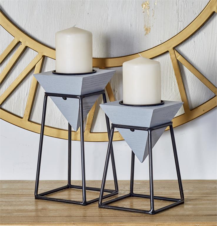 Richland Geometric Pillar Candle Stands Set of 2