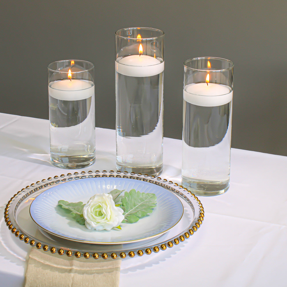 eastland cylinder floating candle holders 6 7 5 10 5 set of 36