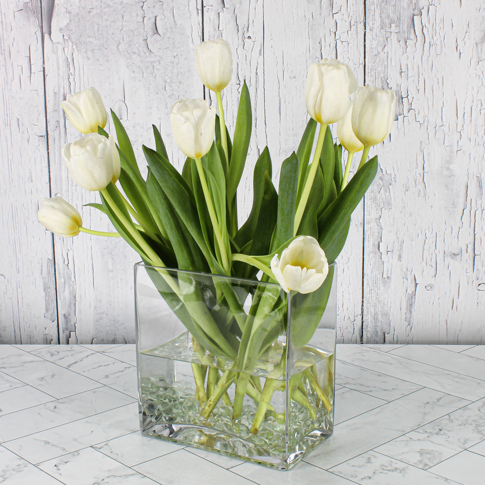 Thick Glass Rectangle Vases  7.5 x 8