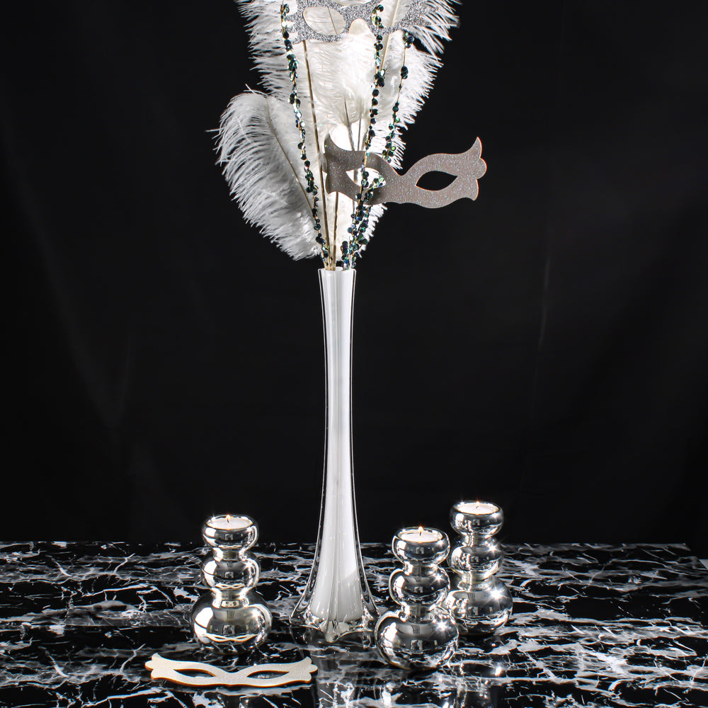 White Glass Eiffel Tower Vases 16"