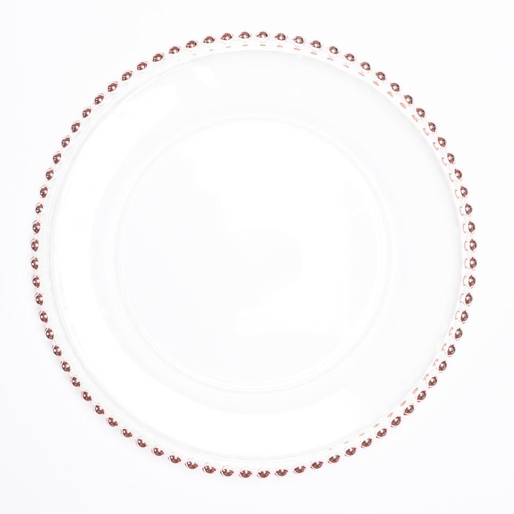 richland 13 rose gold beaded glass charger plate