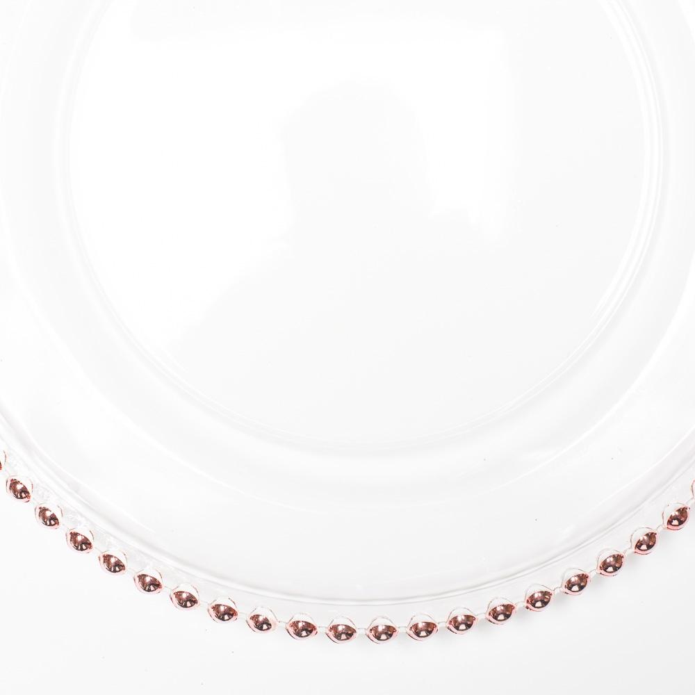 richland 13 rose gold beaded glass charger plate