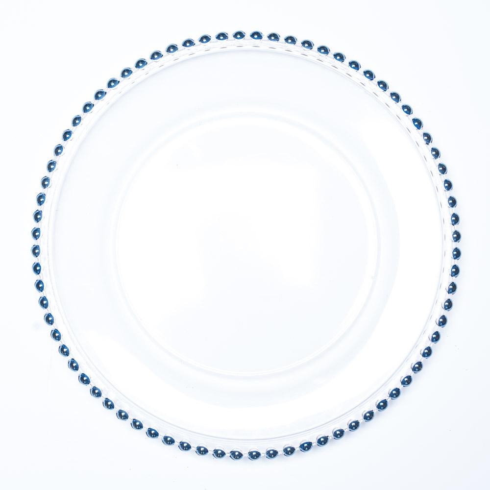 richland 13 blue beaded glass charger plate