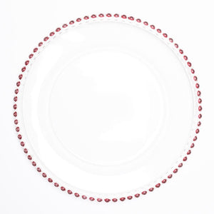 richland 13 red beaded glass charger plate