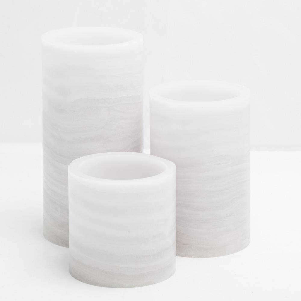 richland flameless led pillar candle marble 4 x 8 set of 12