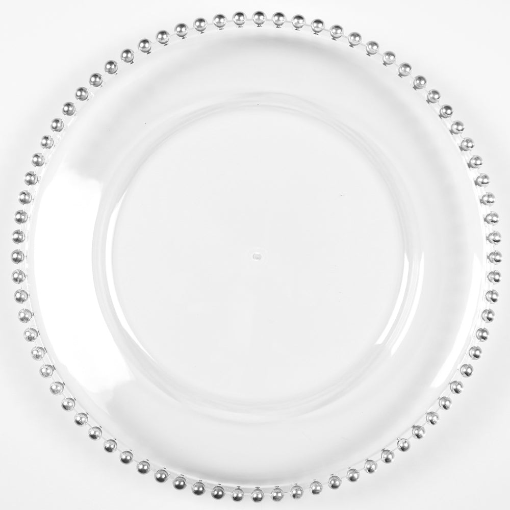 Richland 13" Silver Beaded Plastic Charger Plate