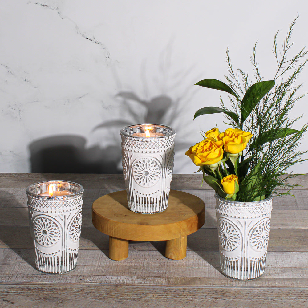 Richland Regal White Silver Mercury Vase