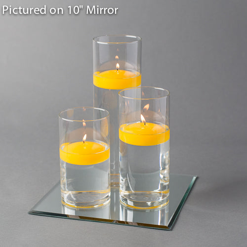 Eastland Square Mirror and Cylinder Vase Centerpiece with Richland 3" Floating Candles Set of 48