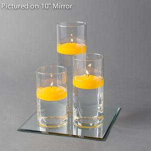 Eastland Square Mirror and Cylinder Vase Centerpiece with Richland 3" Floating Candles Set of 48