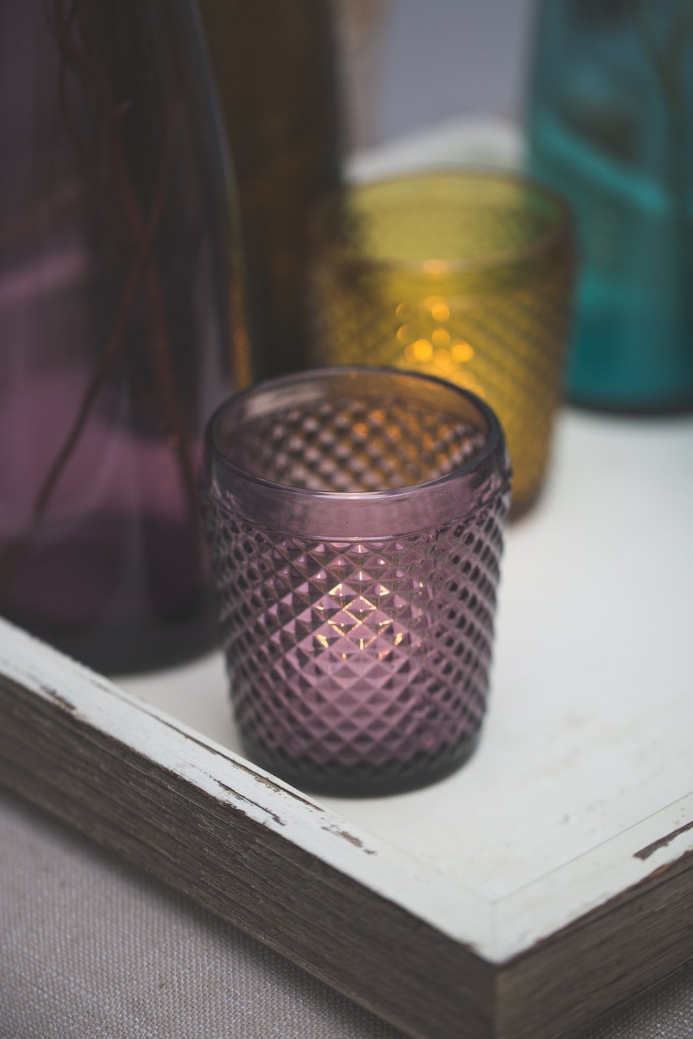 richland diamond candle holder purple set of 6