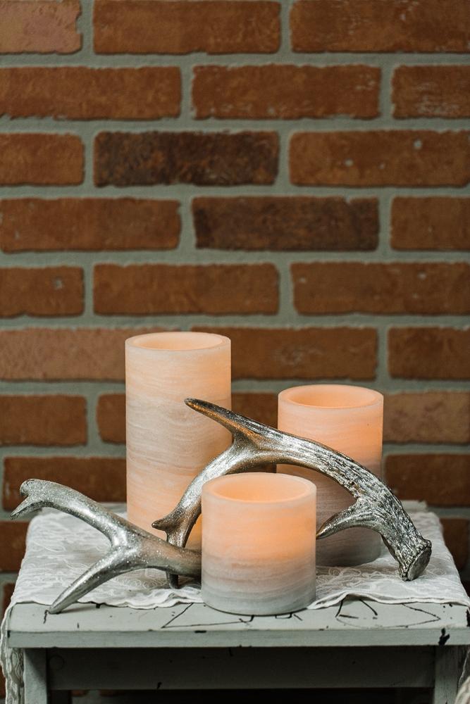 richland flameless led pillar candle marble 4 x 8 set of 12