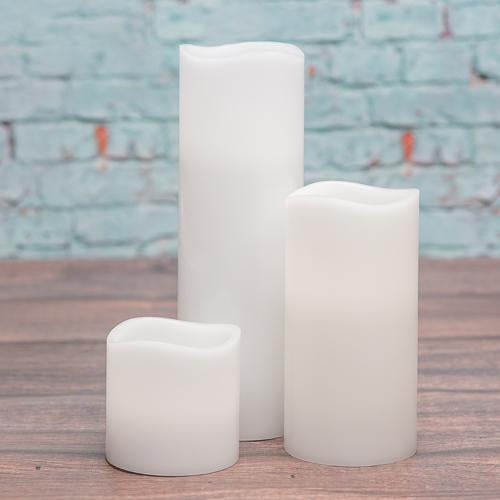 richland led wavy top pillar candle white 3x9 set of 6