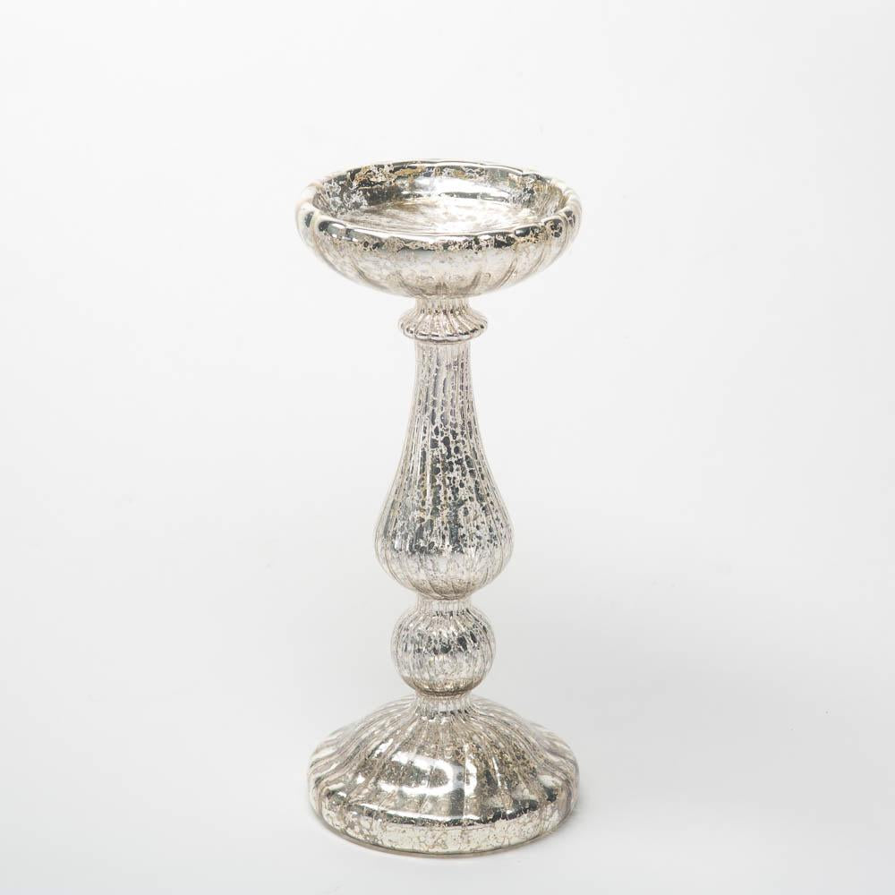 richland 10 ribbed unique mercury glass pillar candle holder