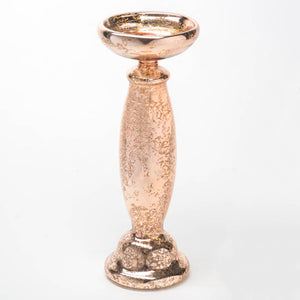 Richland Unique Rose Gold Mercury Glass Pillar Candle Holder Set of 3